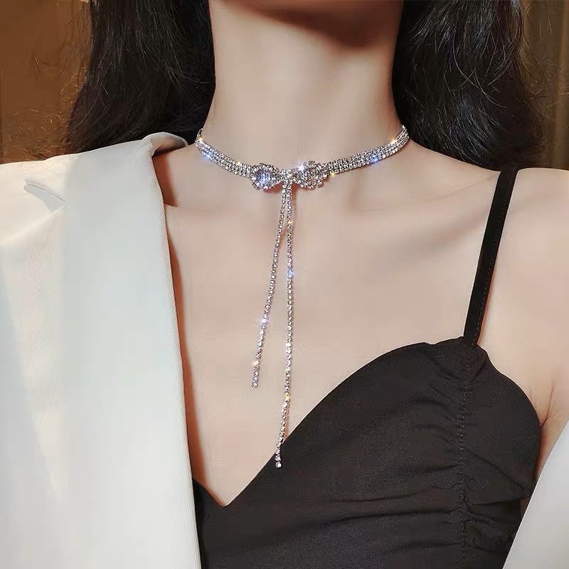 Choker đính đá hình nơ bling bling dự tiệc - Khanturban.vn