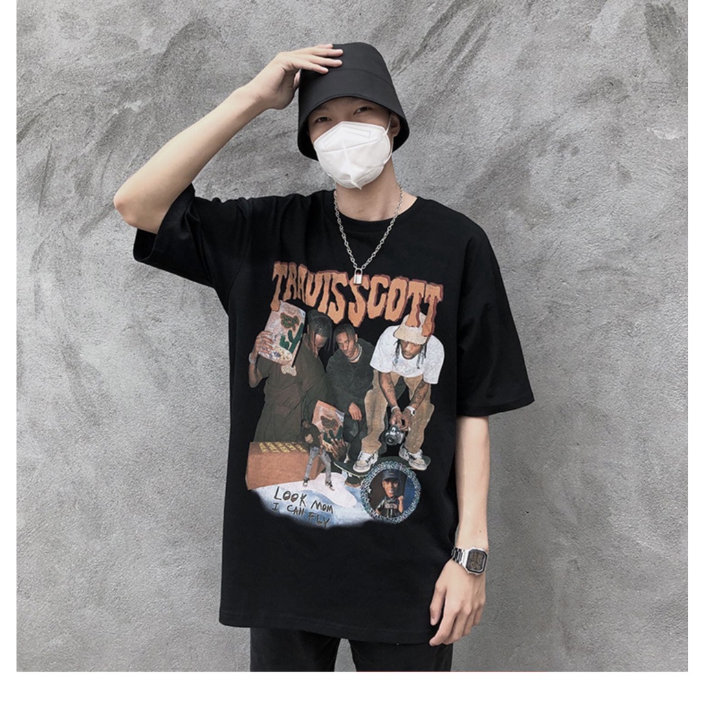 Áo thun Unisex TRAVIS SCOTT cotton 100% form rộng tay lỡ  - A41