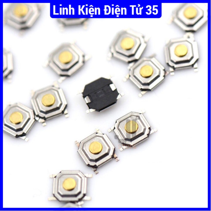 Sản phẩm nút nhấn 4 chân SMD 4x4x1.5 đầu đồng chống nước, nhỏ gọn, sử dụng ổn định hơn