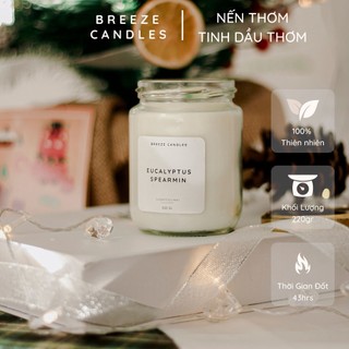 [5 mùi hương] Nến thơm thiên nhiên hũ 220gr (~45h đốt, độ tỏa hương tốt trong không gian 20m2)