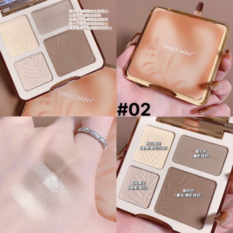 Bảng phấn bắt sáng tạo khối Sweetmint 4 trong 1 trang điểm tự nhiên lâu trôi