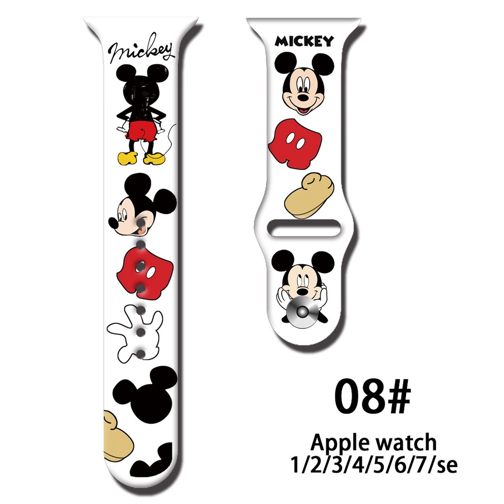 Dây Silicone HọA TiếT ChuộT Mickey Dễ Thương Cho ĐồNg Hồ Apple 40mm 38mm 42mm 44 Mm 1 / 2 / 3 / 4 / 5 / 6 / 7 Se