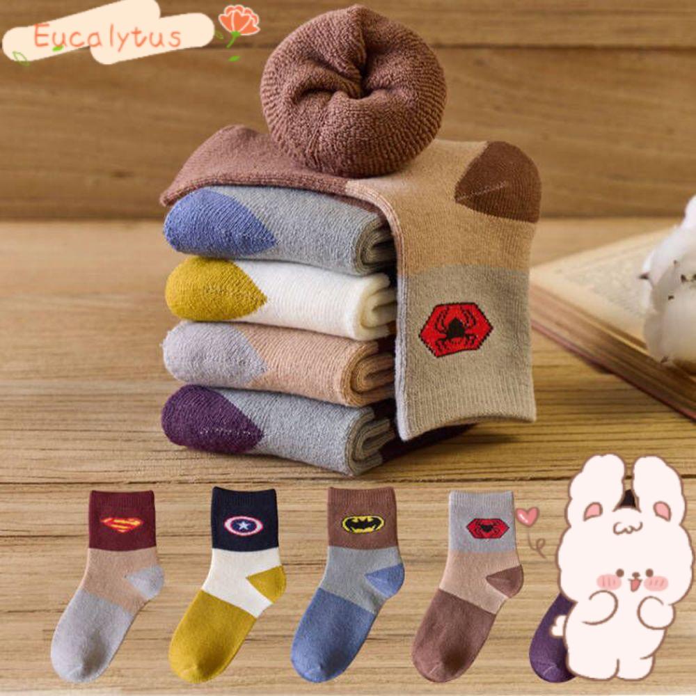Bộ 5 Đôi Vớ Cotton Mềm Thoáng Khí In Họa Tiết Hoạt Hình Dễ Thương Cho Bé