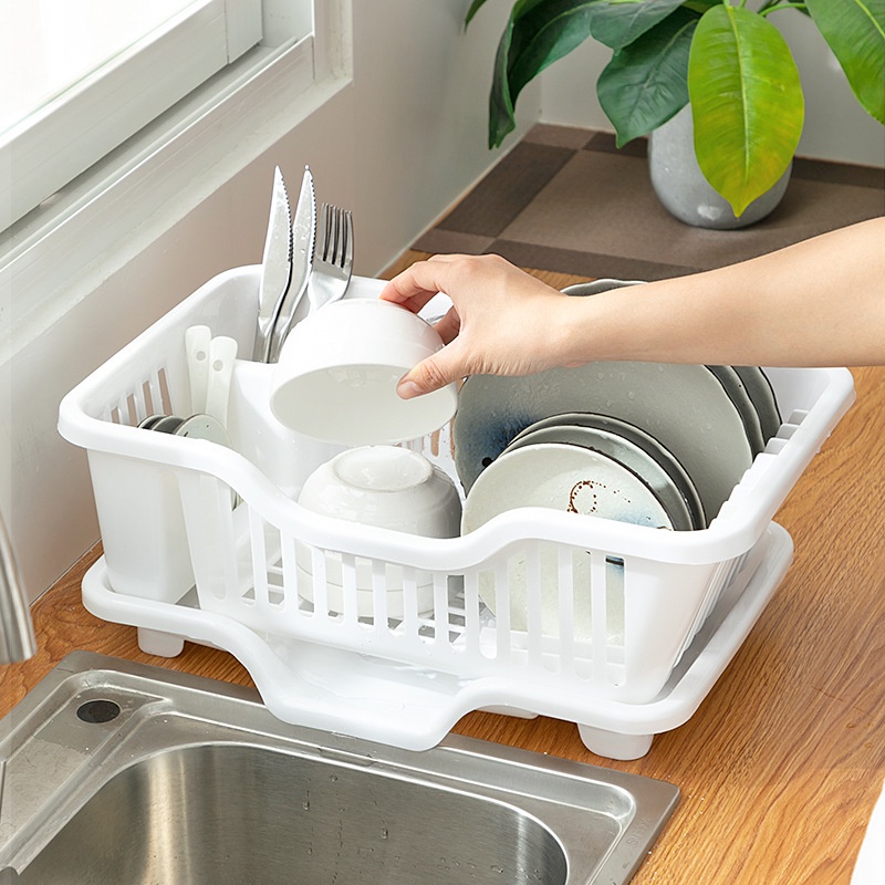 Rổ Úp Bát - Khay Kệ Đựng Chén Bát Dĩa Đũa Muỗng Có Khay Hứng Nước Tiện Lợi