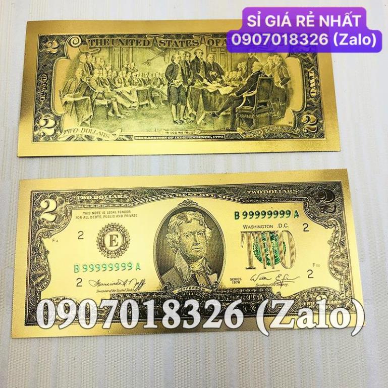 [HÓT] Sỉ Combo 100 Tiền 2 Đô USD Plastic Mạ Vàng Lưu Niệm Phong Thủy May Mắn, Lì Xì Tết , Giá Sỉ