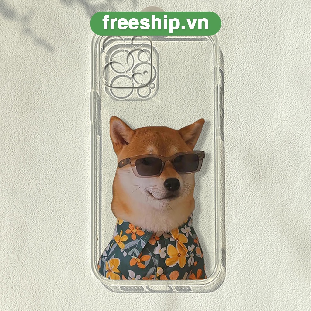 Ốp điện thoại iphone chó vàng áo hoa mặt ngầu độc lạ cạnh vuông cho 6/6splus/7/7plus/8/8plus/x/xr/xs/11/12/13/14/pro/max