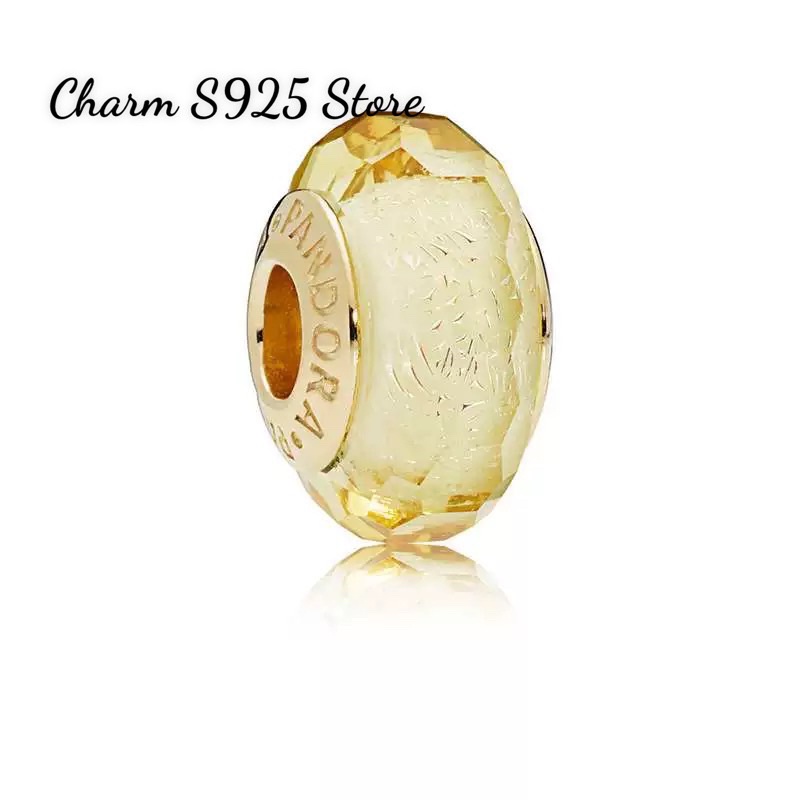 CHARM PAN ALE HẠT THUỶ TINH MÀU VÀNG ÁNH TUYẾT BẠC S925 HÀNG CAO CẤP