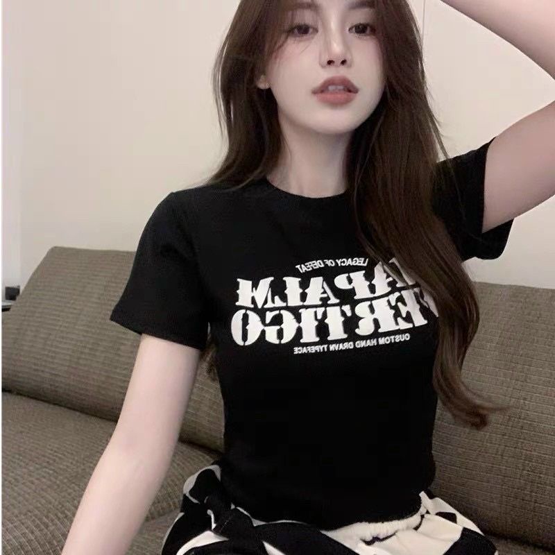 Áo Thun Croptop Tay Ngắn Cổ Tròn in NAPALM trẻ trung năng động