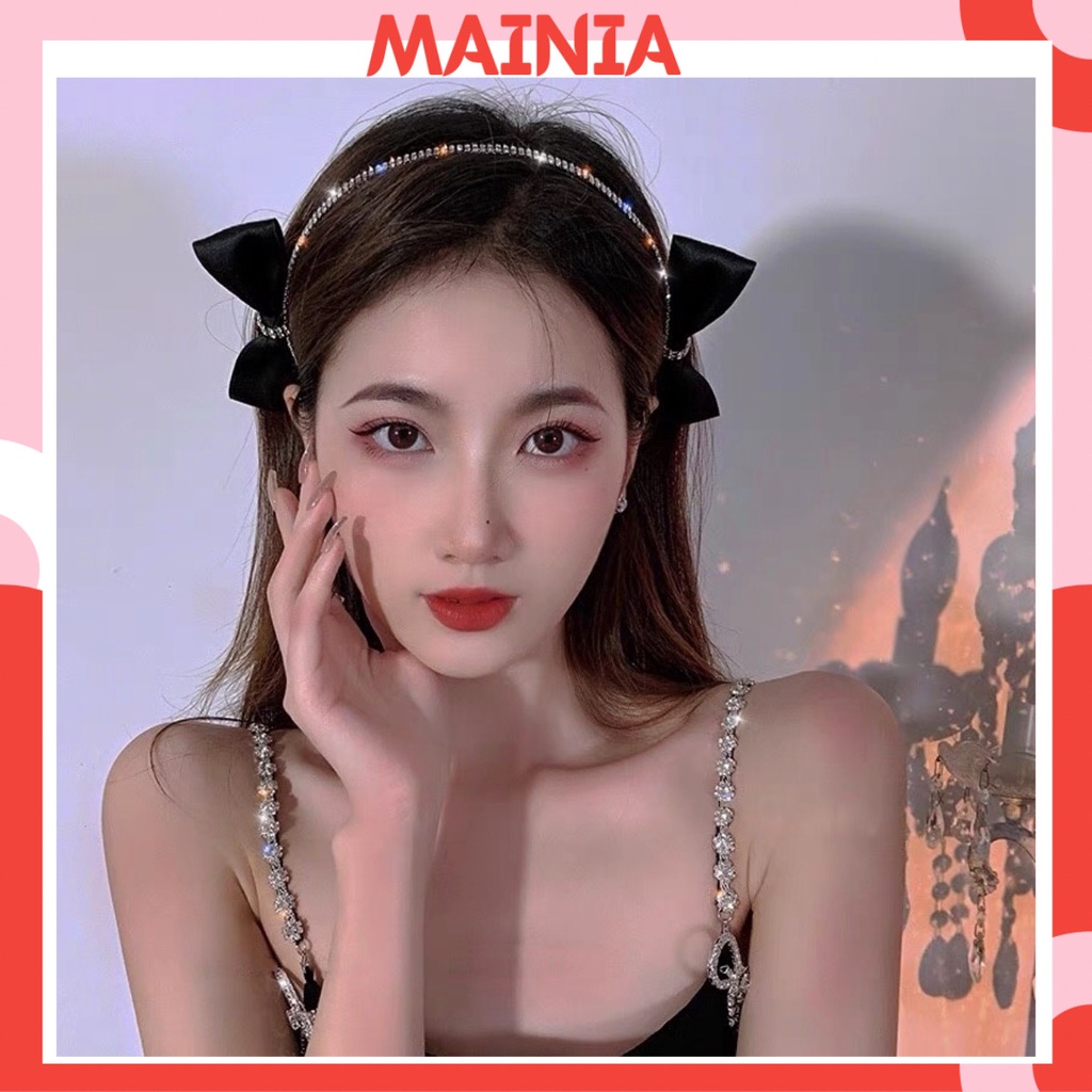 [SẴN] Bờm Cài Tóc Đính Nơ Đá Phong Cách Vintage Hàn Quốc Mainia Shop CT01