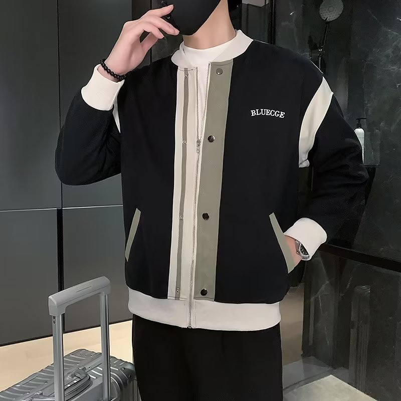 Áo Khoác Bóng Chày Thêu Họa Tiết Màu Sắc Tương Phản Thời Trang Xuân Thu 2022 Cho Nam