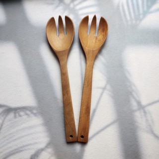 Thìa trộn salad gỗ beech, thìa gỗ an toàn