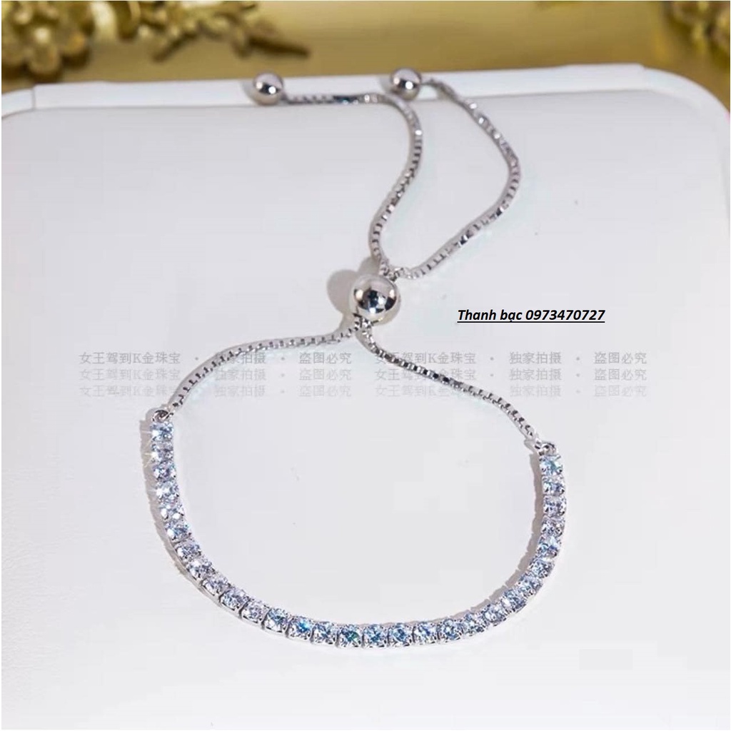 Lắc tay nữ - lắc rút đá 3mm chuẩn bạc ta cao cấp