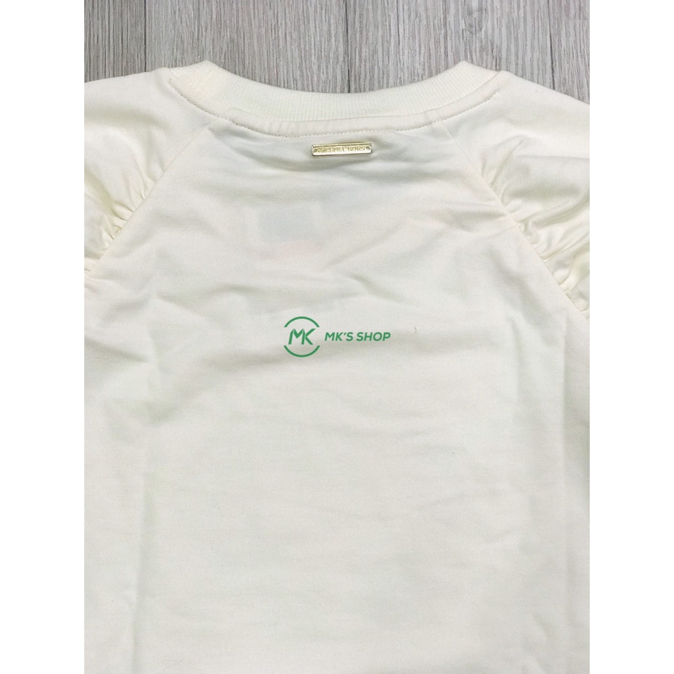 ÁO THUN NỮ MICHAEL KORS TAY ÁO NHÚN BÈO MÀU KEM - SIZE S