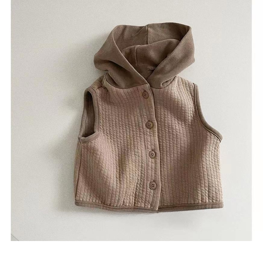 Hàng Có Sẵn Áo Khoác Ghi Lê Có Mũ Trùm Đầu Phong Cách Hàn Quốc Bán Chạy Cho Bé