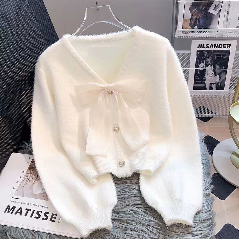 Áo Khoác Cardigan Len Giả Lông Cừu Màu Hồng Tươi Mới Phong Cách Nhật Bản Thời Trang Thu Đông 2022 Cho Nữ