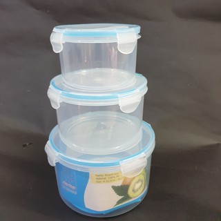 Bộ 3 Hộp Đựng Thực Phẩm Hình TRÒN Việt Nhật, Hộp lạnh Trữ Thực Phẩm PINKWISH HA307