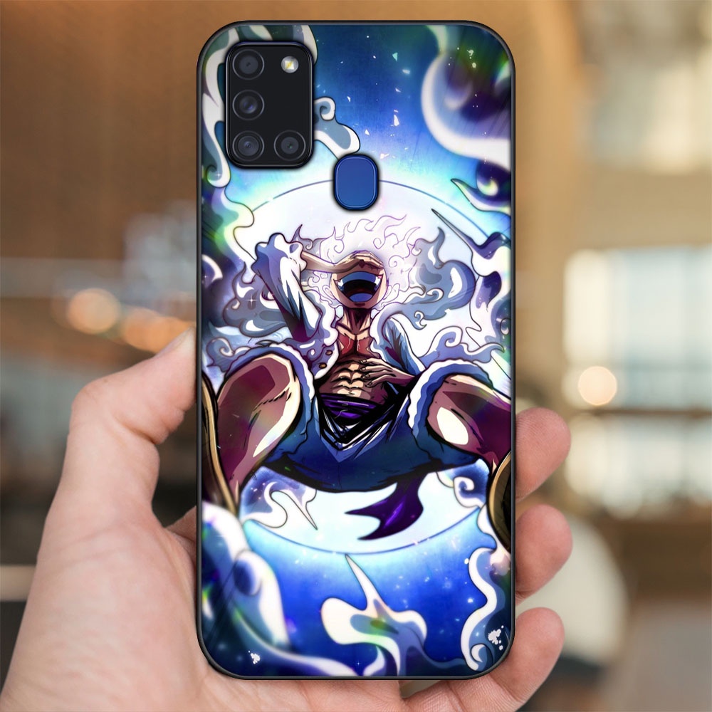 Ốp lưng Samsung A21S viền đen in hình Luffy Gear 5 Nika One Piece Đảo Hải Tặc