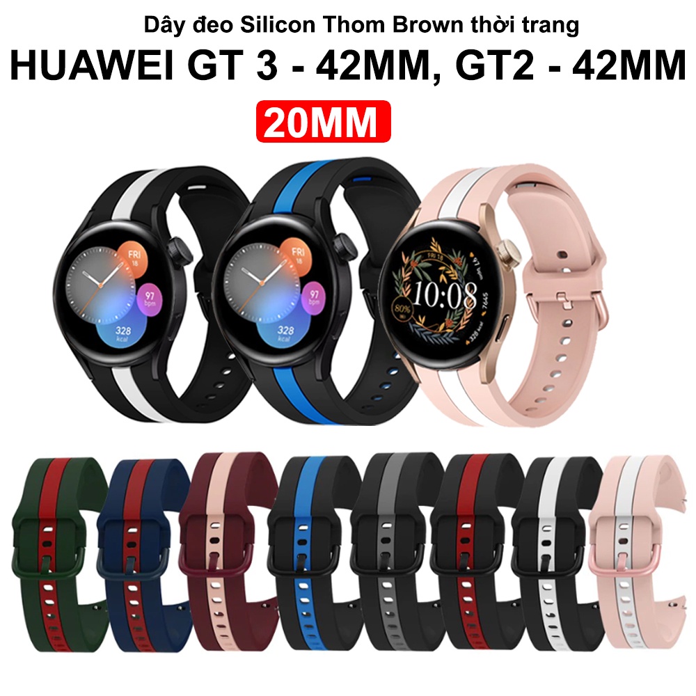 Dây đeo Silicon thời trang Thom Brown Huawei Watch GT3 42mm