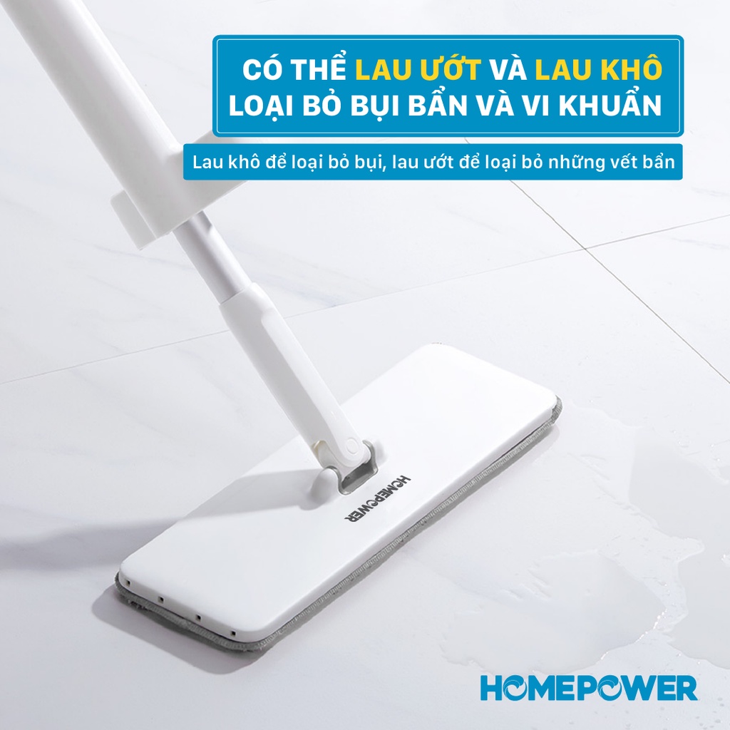 Cây Lau Nhà Tự Vắt 360 Độ Homepower CS-01, Chổi Lau Nhà Thân Nhôm Sang Trọng, Cao Cấp, Bông Lau Microfiber Siêu Thấm Hút