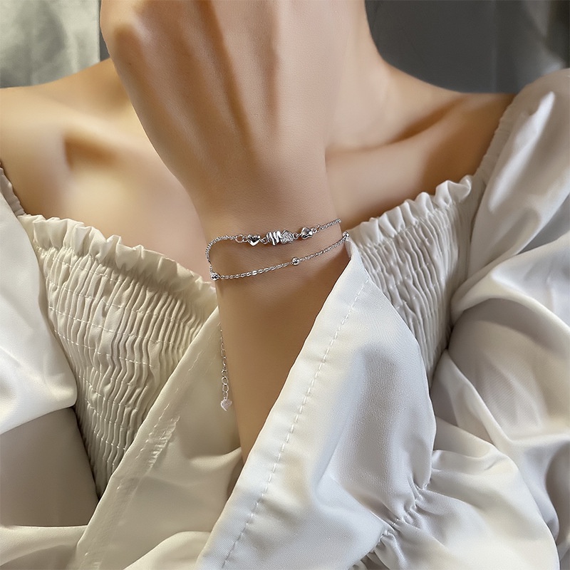Vòng Đeo Tay Rỗng Đính Đá zircon Hình Trái Tim Tua Rua Trang Sức Cho Nữ Phù Hợp Mặc Ở Các Bộ Phận
