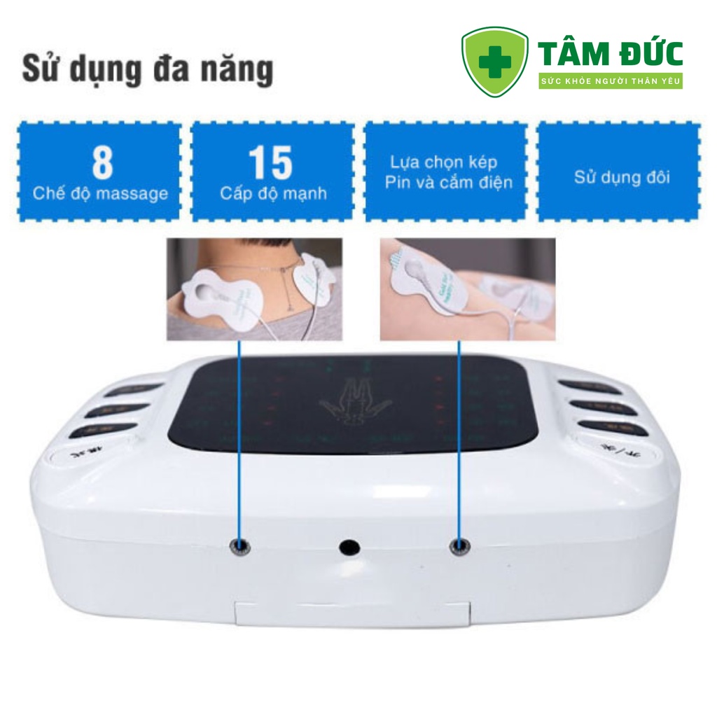 Máy massage xung điện 8 miếng dán YTK-309B, máy mát xa 8 chế độ massage 15 cường độ xung điện