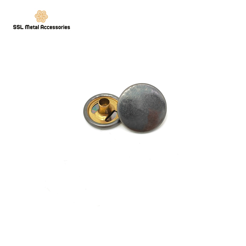 10 Bộ cúc bấm kim loại thời trang mới 4 chi tiết màu đen chuyên dụng cho may vá và đồ da, túi xách CC-405# 15mm+17mm