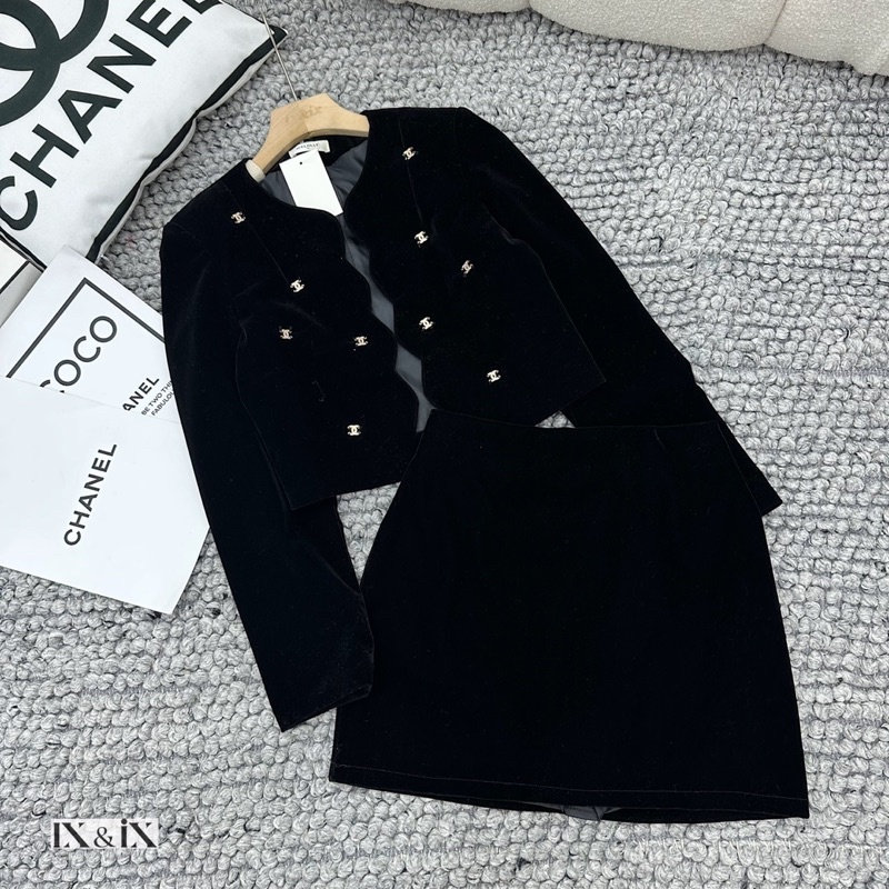 Set váy nhung chace cao cấp