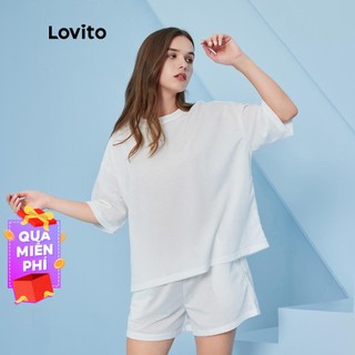 Bộ đồ Lovito màu trơn dáng rộng phong cách cơ bản đơn giản L04094