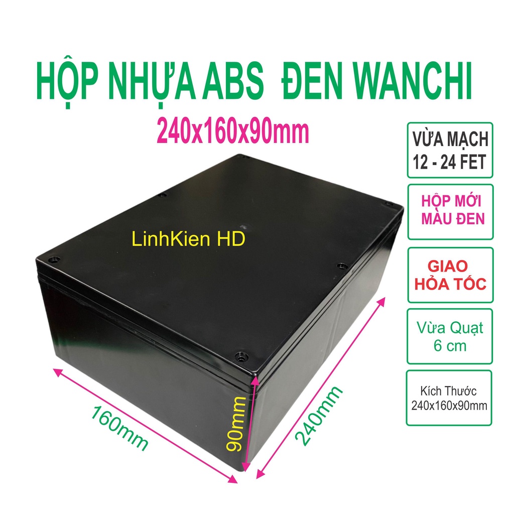 Hộp Nhựa ABS màu đen 240x160x90mm WANCHI - LinhKien HD