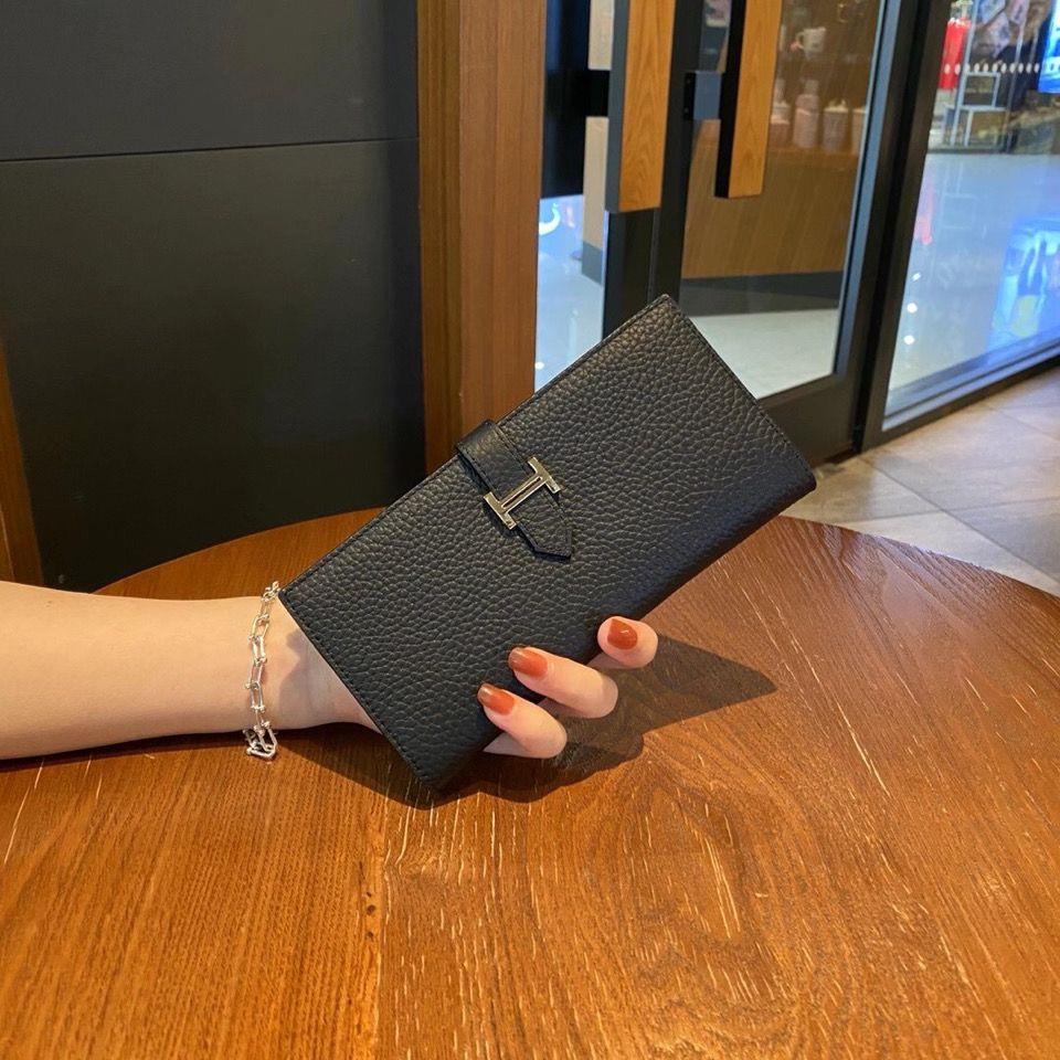 Ví Da Bò HERMES Dáng Dài Có Dây Rút Phong Cách Âu Mỹ 2022 Cho Nữ