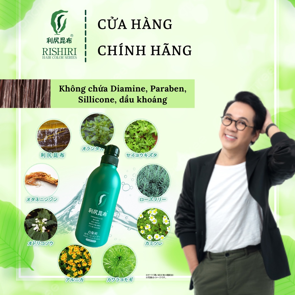(DATE 30/06/2024) Dầu gội bổ sung màu cho tóc nhuộm RISHIRI COLOR BUBBLE màu nâu tối 500ml
