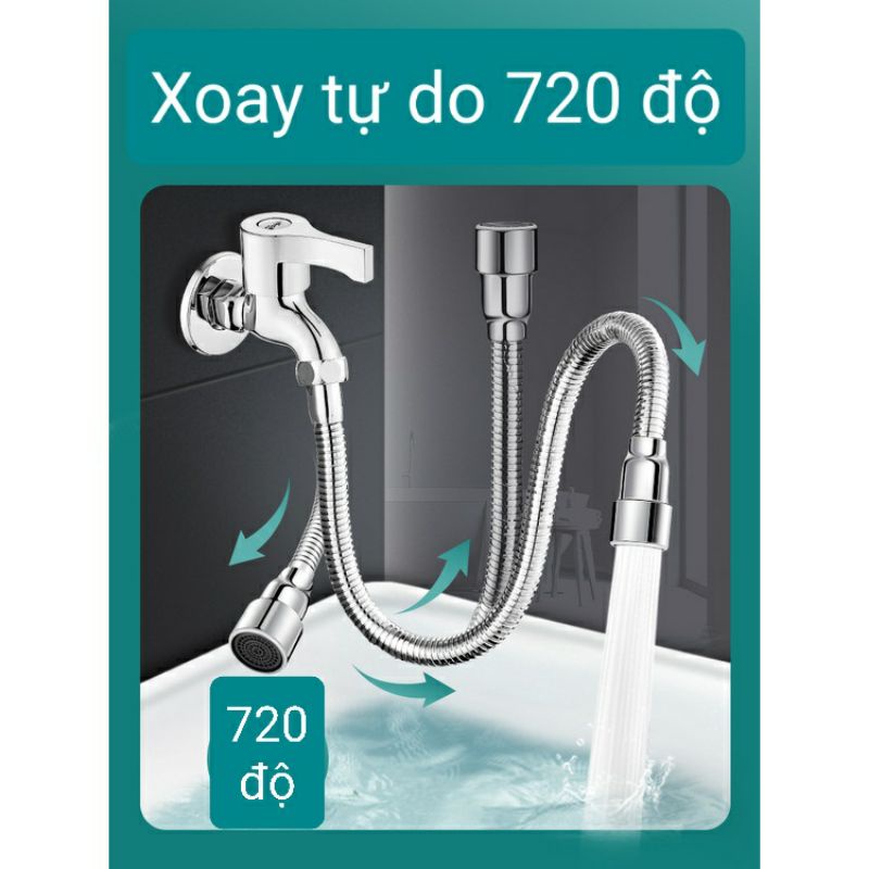 Dây Nối Dài Vòi Nước Inox Xoay 720 Độ Theo Mọi Hướng