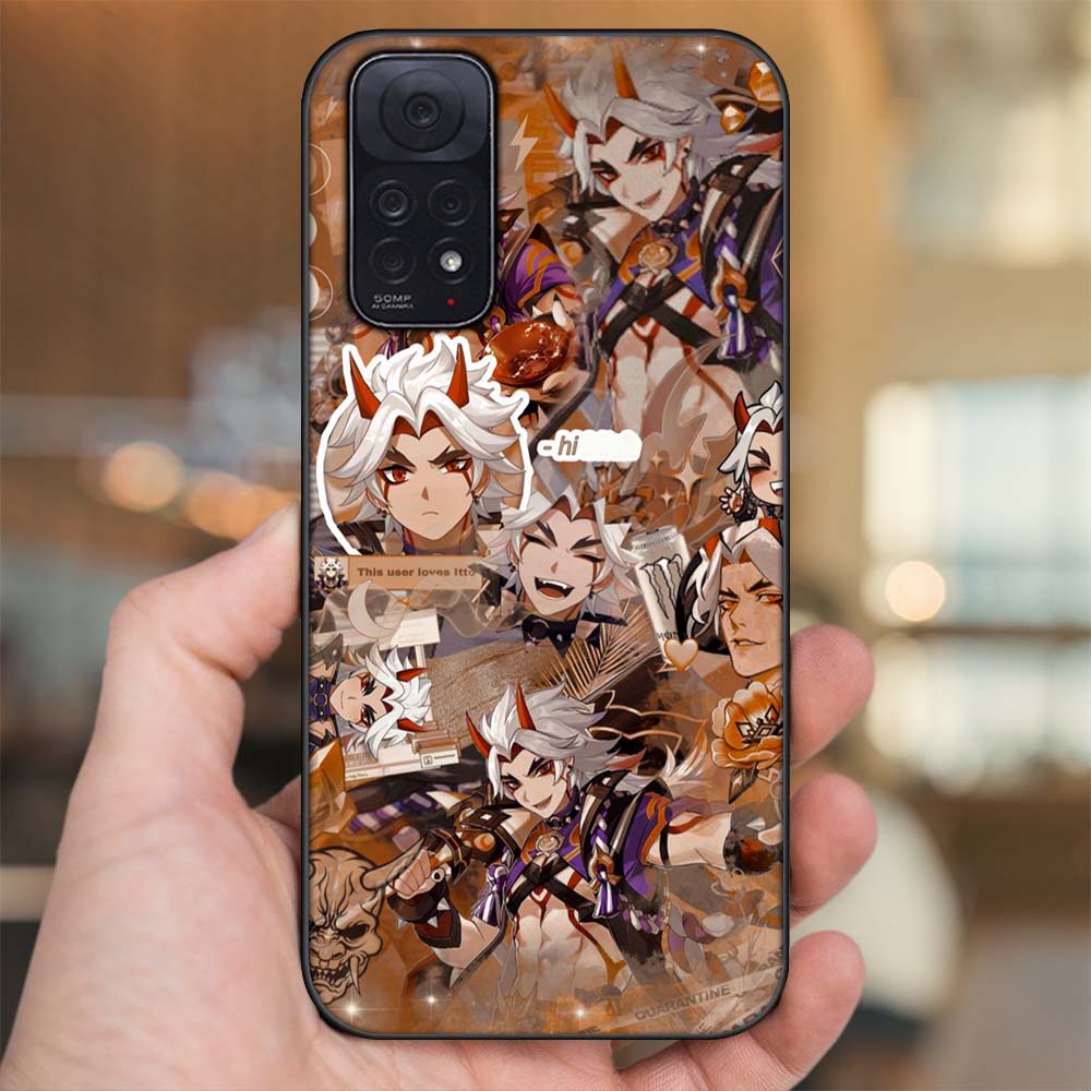 Ốp lưng Xiaomi Redmi Note 11, Note 11s viền đen in hình Arataki Itto Genshin Impact