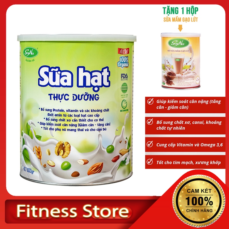 Sữa Hạt Dinh Dưỡng SOYNA 800g - Sữa Thực Vật bổ sung Protein, Giảm cân giảm mỡ hạn chế calo, giảm sự thèm ăn, ăn chay đc