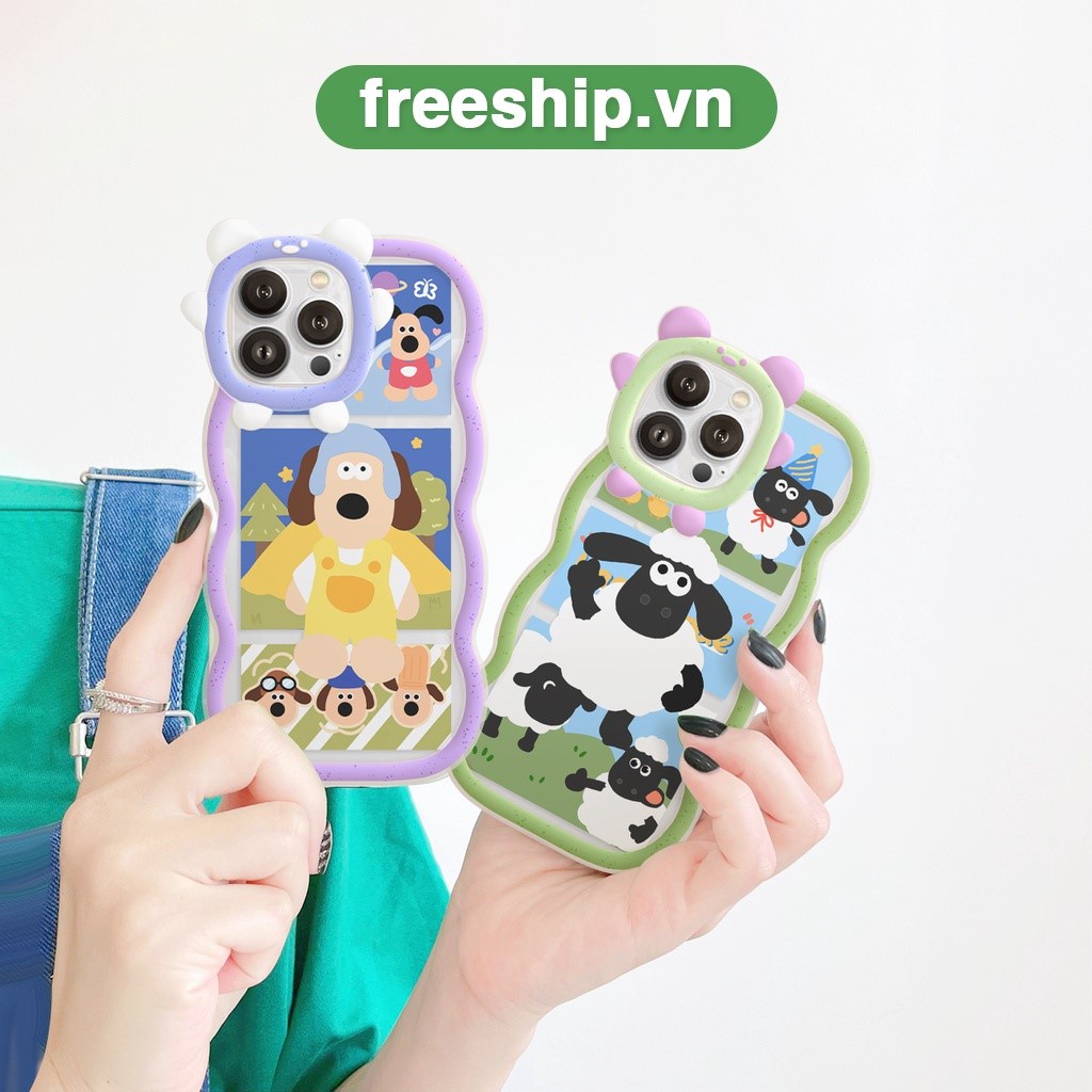 Ốp lưng iphone viền gấu sóng Cừu vui vẻ 6/6plus/6s/6splus/7/7plus/8/8plus/x/xr/xs/11/12/13/pro/max/plus/promax