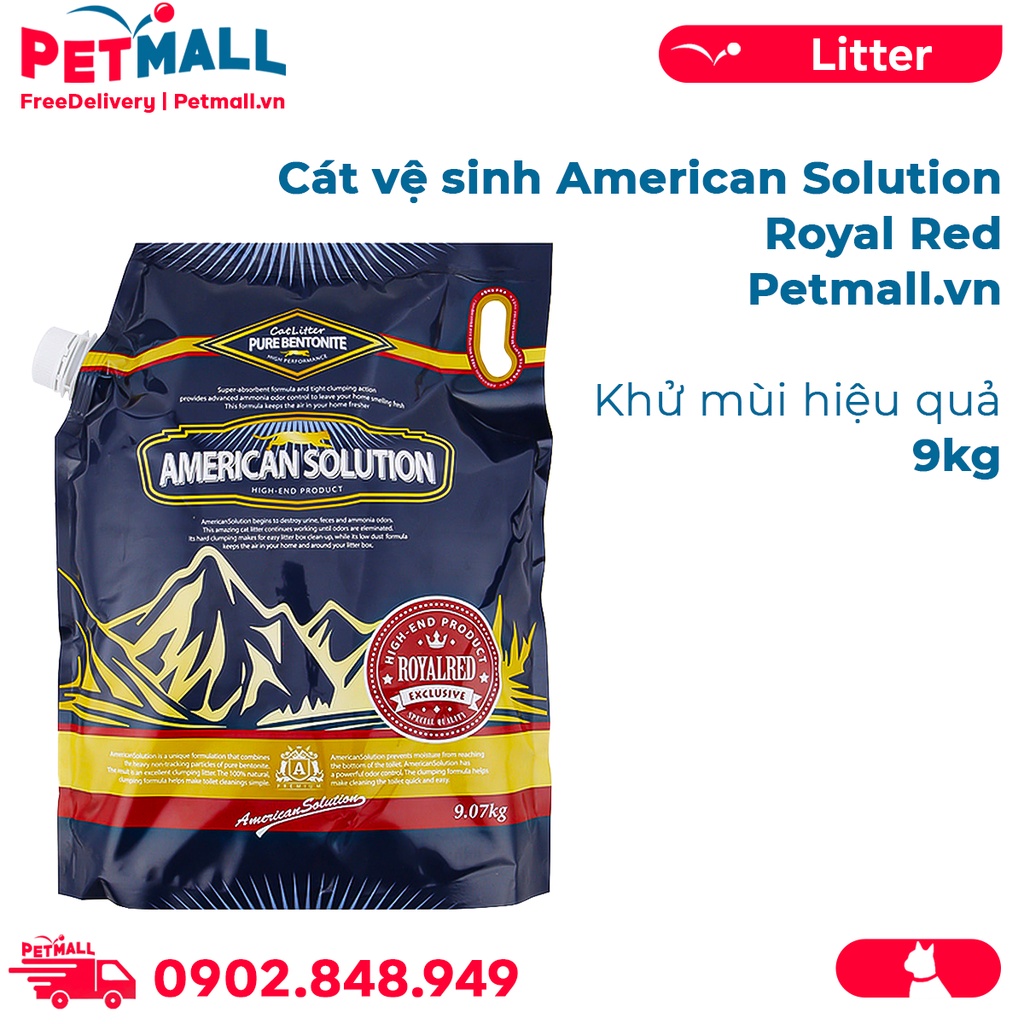 Cát vệ sinh American Solution Royal Red Bentonite Cat Litter 9kg - Khử mùi hiệu quả Petmall