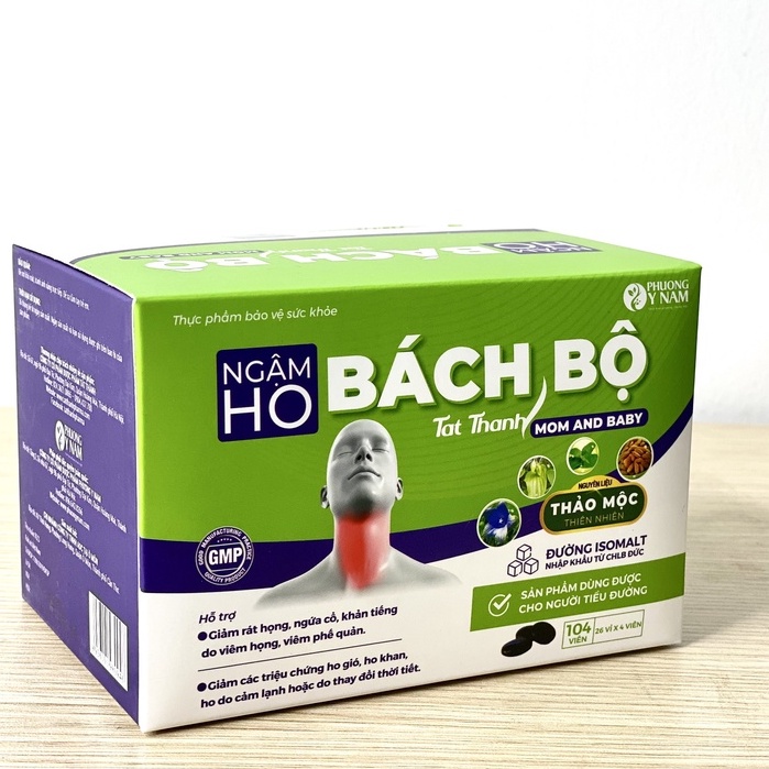 Viên ngậm ho Bách Bộ Mom & Baby Tất Thành Pharma giảm rát họng, khản tiếng (hộp 26 vỉ)