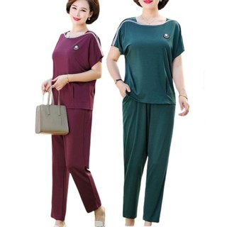 Đồ bộ mặc nhà trung niên nữ tặng mẹ form rộng che khuyết điểm chất liệu Cotton co giãn Siêu thị 24 giờ ĐBH.23