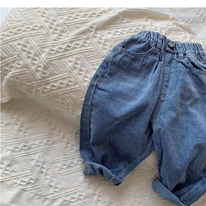 Quần Jean Denim Mềm Mại Dáng Rộng Phong Cách Hàn Quốc Nhật Bản Cho Bé Trai