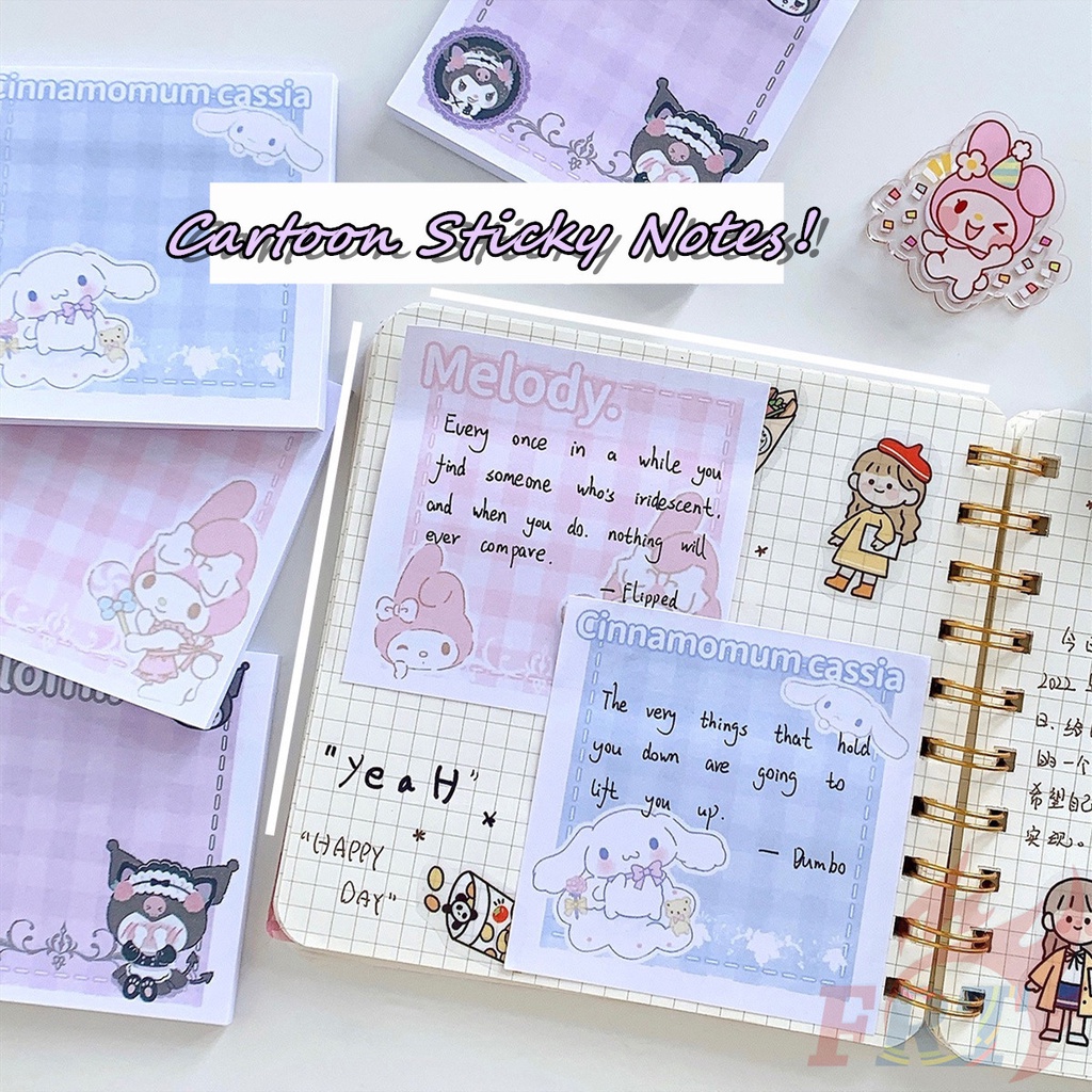 ❣️Bộ 50 Tấm Giấy Ghi Chú Kuromi / My Melody / Cinnamoroll - Ghi Chú Dính Sanrio❣️ Miếng Dán Ghi Chú Họa Tiết Hoạt Hình Dễ Thương