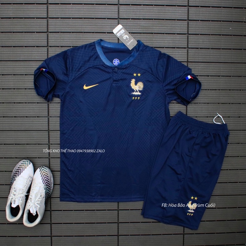 Áo tuyển pháp wc 2023 - set bộ quần áo đá banh đội tuyển Pháp (France) màu xanh than mẫu chính thức WC 2022 phom 45-90kg