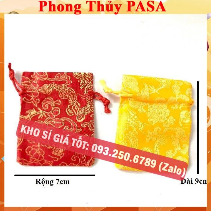BÁN CHẠY Combo 100 Túi Gấm Long Phụng Đỏ Vàng Siêu Kute rút dây 7 x 9 cm đựng trang sức, đồ phong thủy