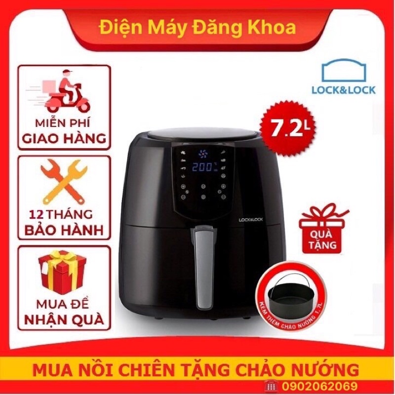 Nồi Chiên Không Dầu Lock&Lock Super Jumbo Plus Air Fryer 7.2L EJF296BLK