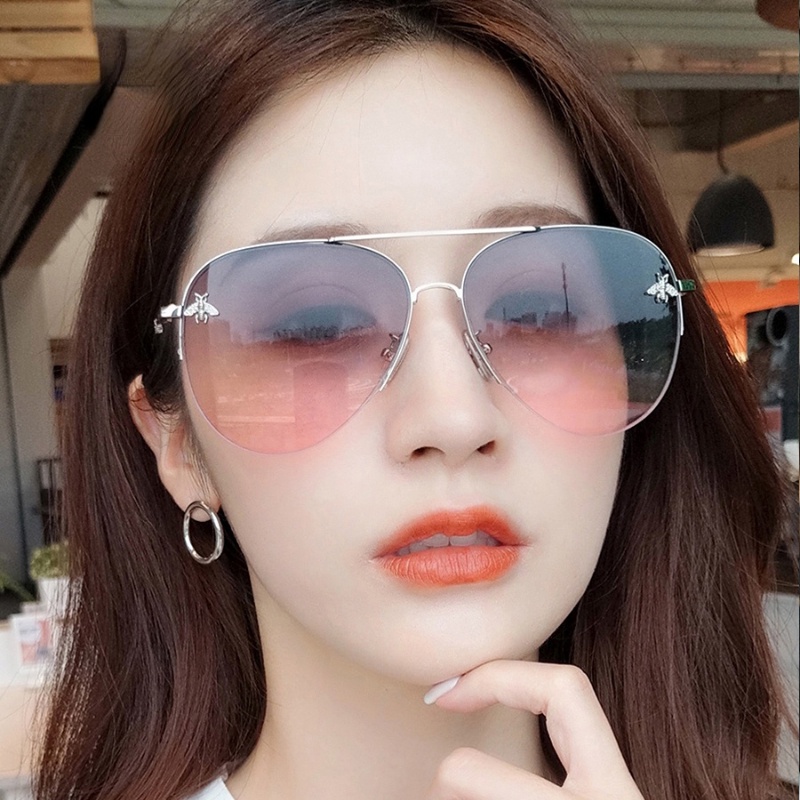 (YUZHU) Kính Mát Thời Trang Hàn Quốc Không Viền Kim Loại Màu Gradient