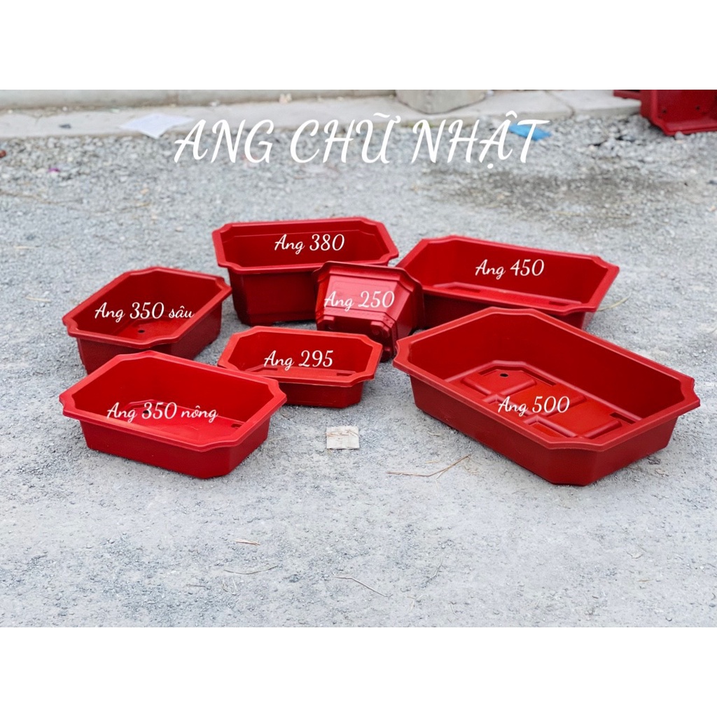 COMBO 5Chậu nhựa bonsai Ang chữ nhật trồng cây rau,hoa,cây cảnh màu nâu đỏ đủ size