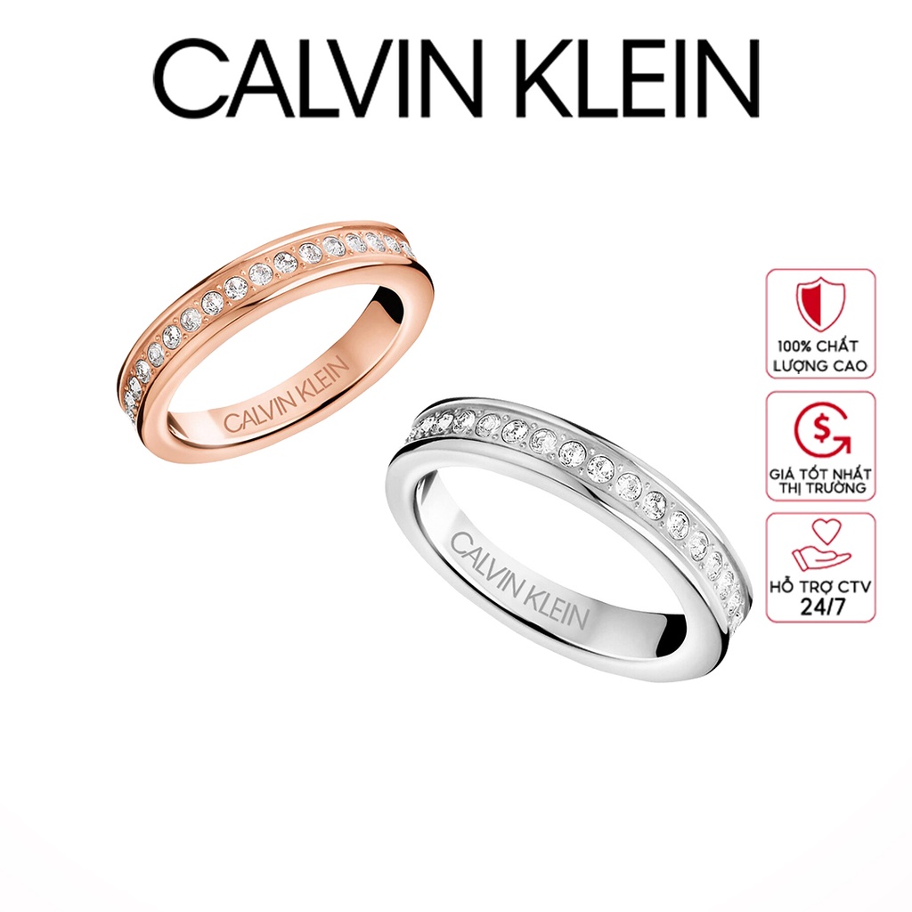 Nhẫn cặp đôi Calvin Klein Hook Crystals Ring 8076 Full Box-Tuyển CTV- Hỗ trợ DROPSHIP