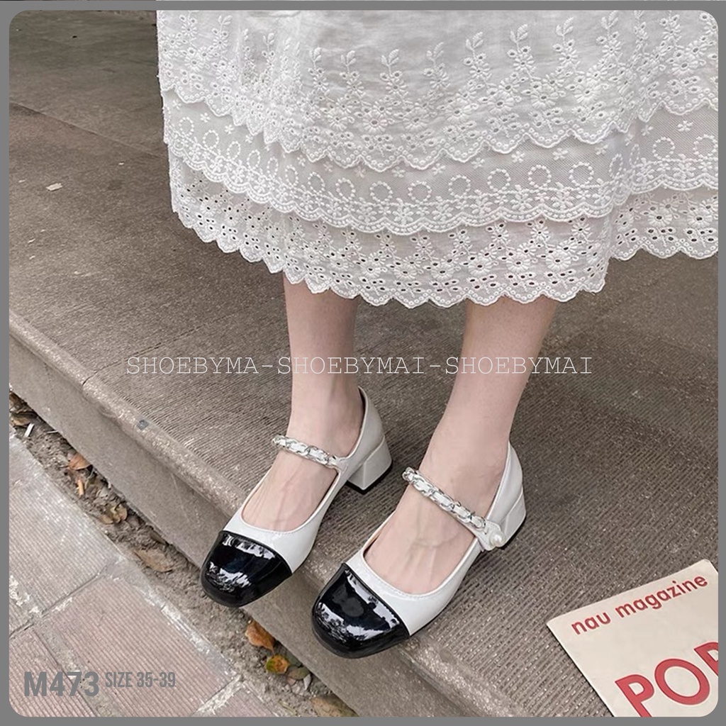 Giày búp bê quai hậu gắn xích cá tính M473