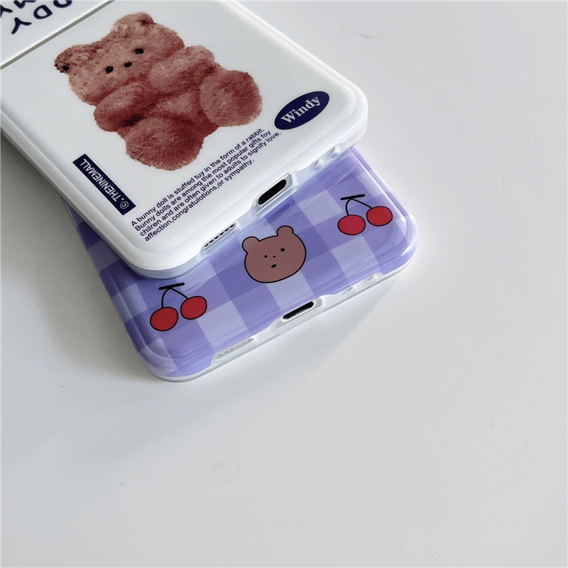 Ốp Điện Thoại IMD Chống Sốc Có Vòng Tay Hình Gấu Hoạt Hình Cho Samsung Galaxy Z Flip 4 3 5G Samsung Z Flip3 Flip4