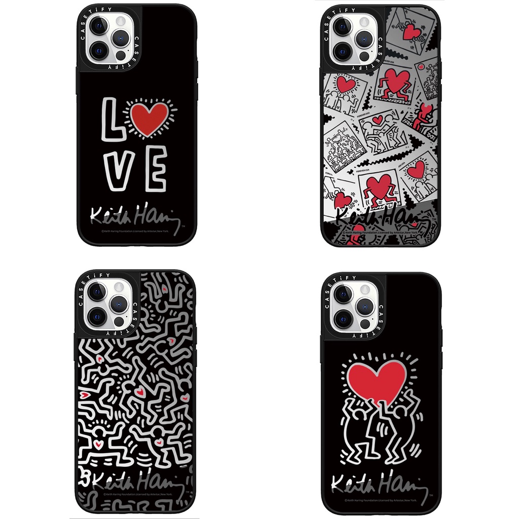 Casetify Ốp Điện Thoại Cứng Họa Tiết Trái Tim Keith Haring Cho iPhone 15 14 13 12 11 Pro Max Plus
