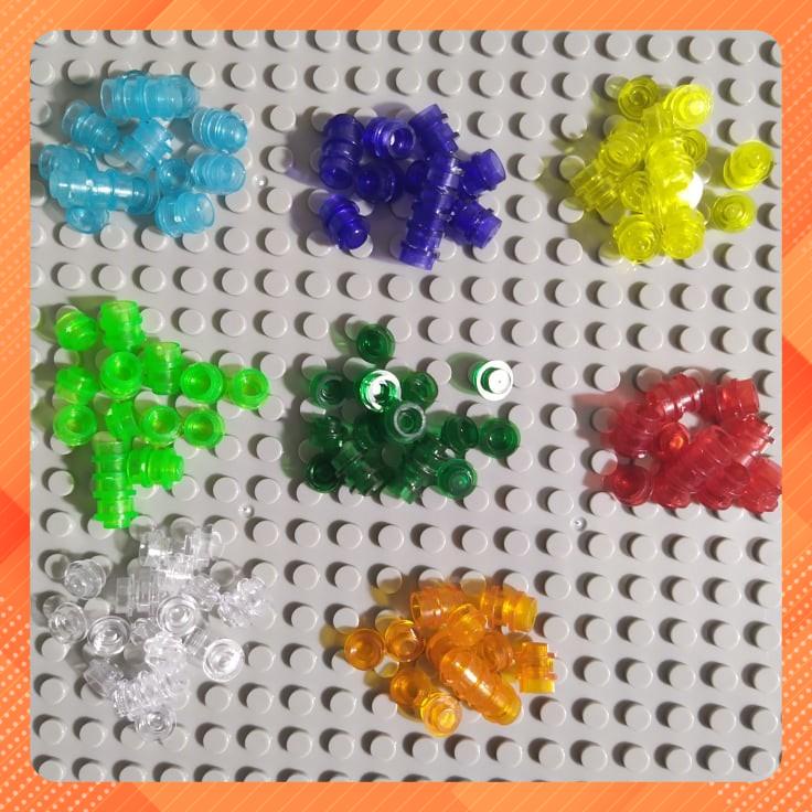 COMBO 100 Viên Gạch Trong Suốt Các Màu Loại Tròn 1 Nút NO.012 - Phụ Kiện MOC